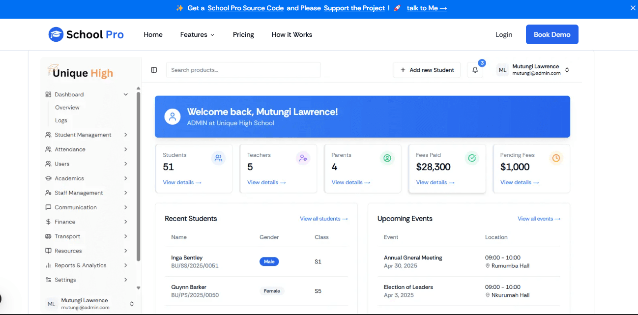 SchoolPro — School Management System
